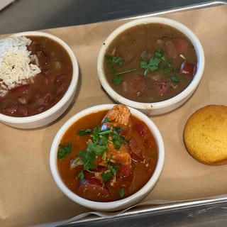 Tasty 3 ( 3 (12oz)cups ) Jambalaya, po man Gumbo, Red Beans