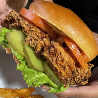 Fried Chicken Sammie  & french fries & fountain drink